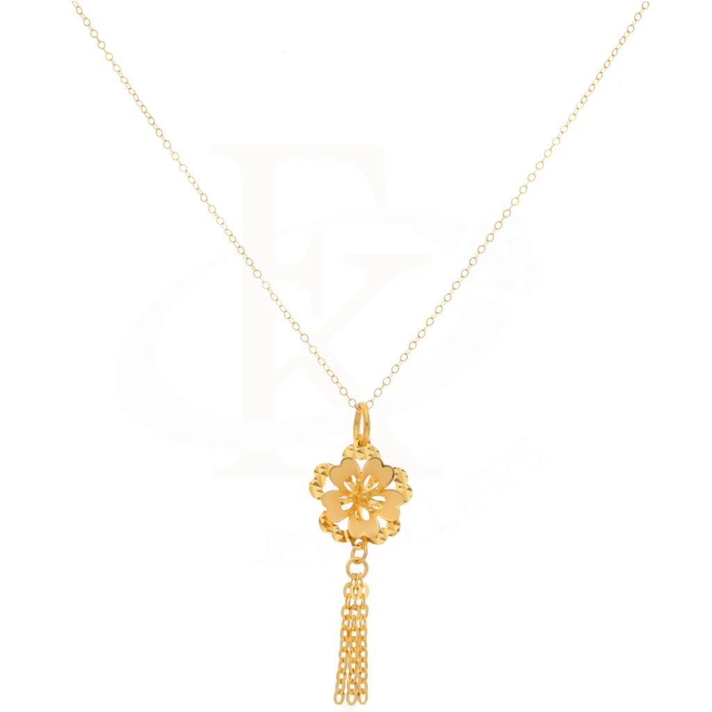 Gold Necklace (Chain With Floral Style Pendant) 21Kt - Fkjnkl21Km8437 Necklaces