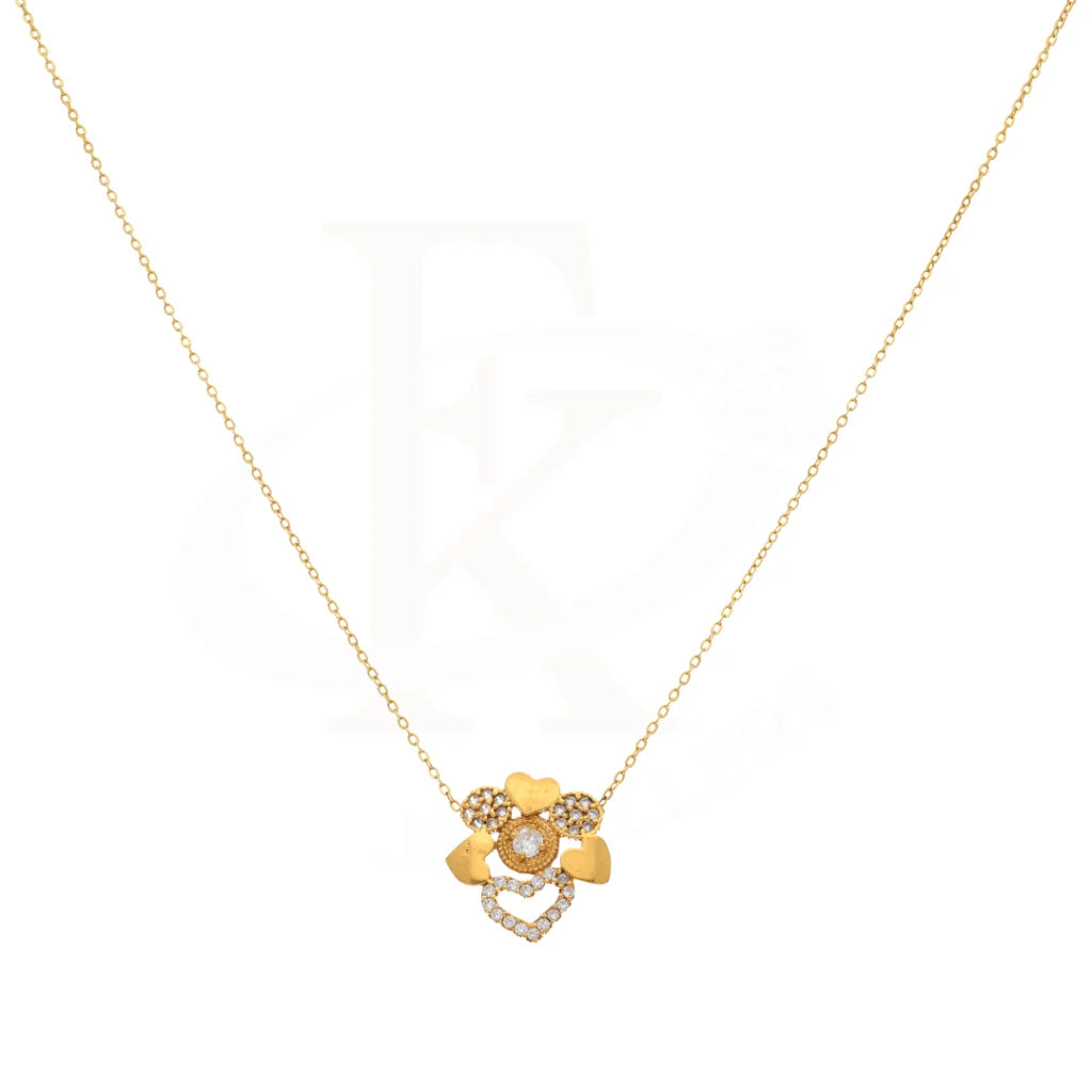 Gold Necklace (Chain With Heart Flower Pendant) 21Kt - Fkjnkl21Km8696 Necklaces