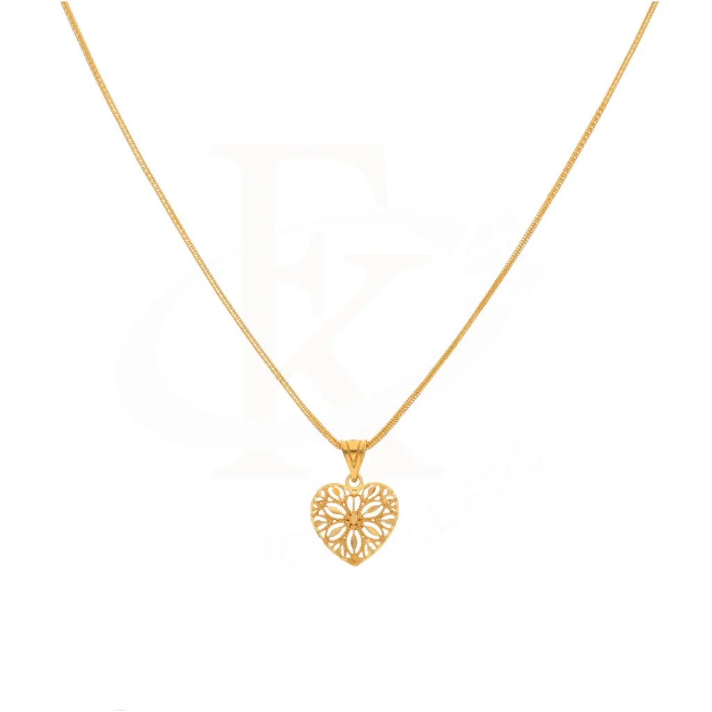 Gold Necklace (Chain With Heart Pendant) 21Kt - Fkjnkl21Km8392 Necklaces