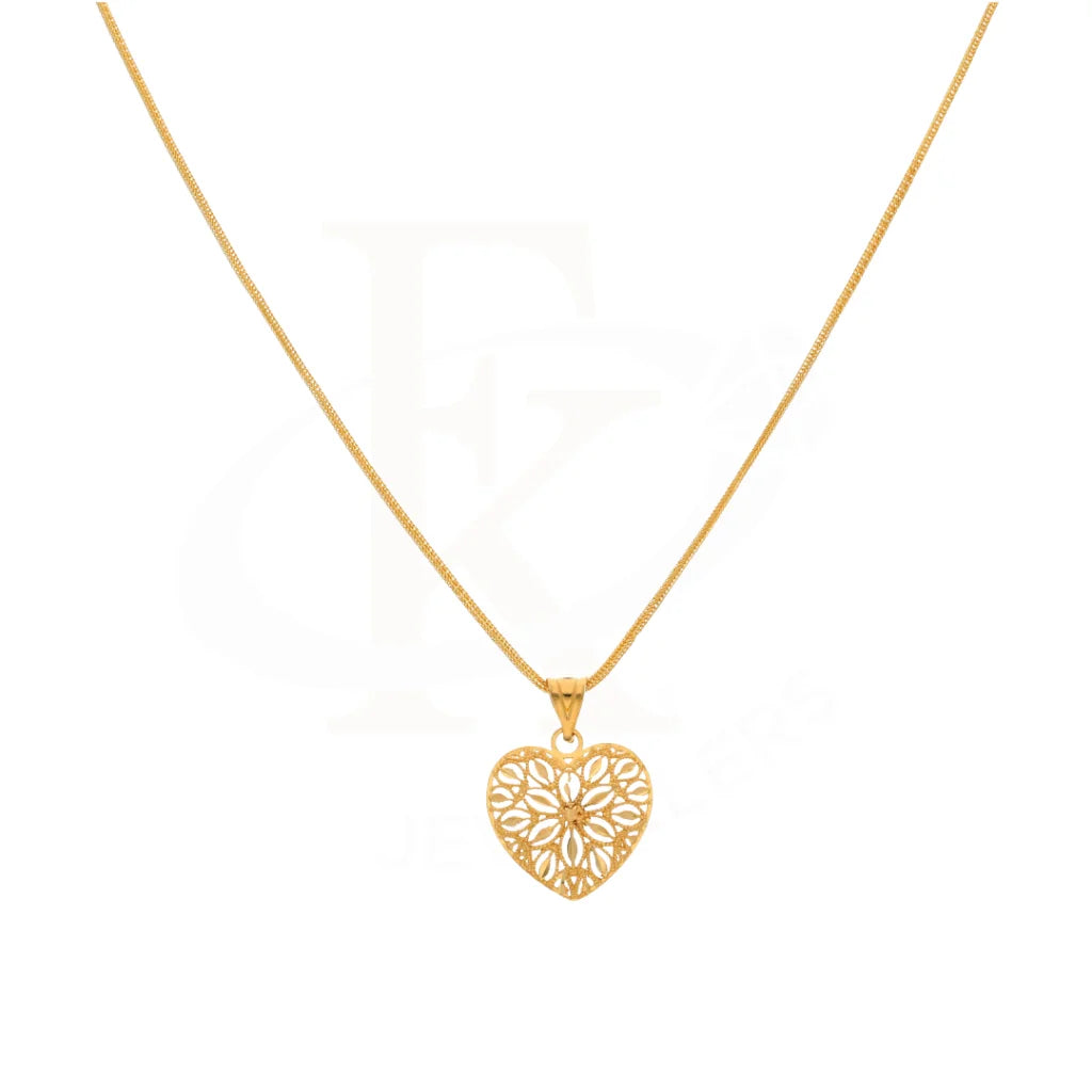 Gold Necklace (Chain With Heart Pendant) 21Kt - Fkjnkl21Km8393 Necklaces