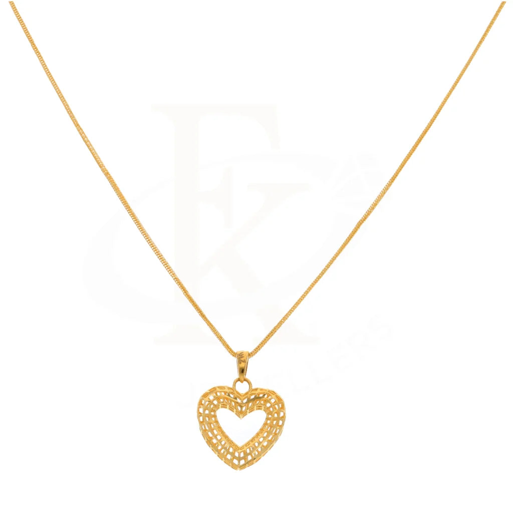 Gold Necklace (Chain With Heart Shaped Pendant) 21Kt - Fkjnkl21Km8421 Necklaces
