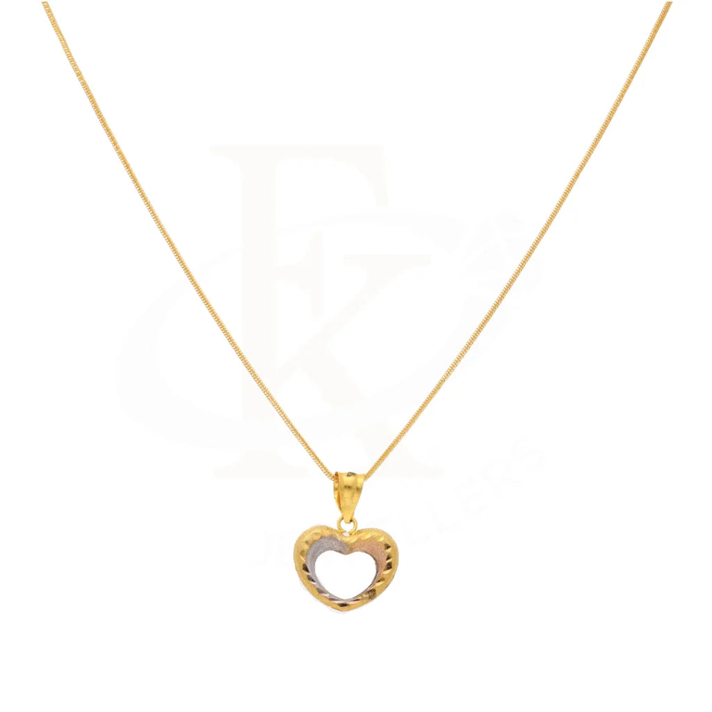Gold Necklace (Chain With Hollow Heart Pendant) 21Kt - Fkjnkl21Km8528 Necklaces