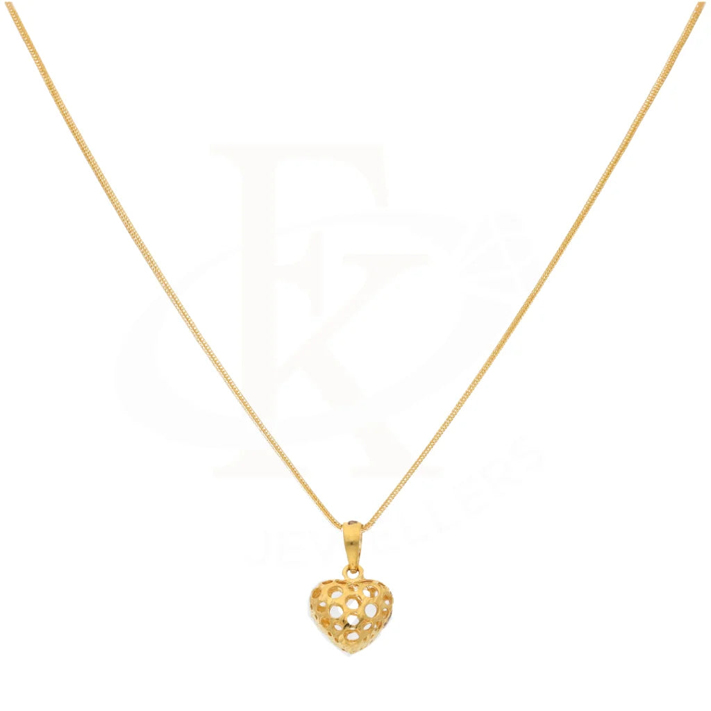 Gold Necklace (Chain With Hollow Heart Shaped Pendant) 21Kt - Fkjnkl21Km8538 Necklaces