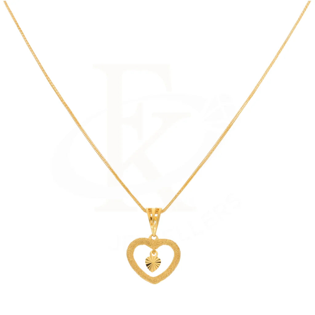 Gold Necklace (Chain With Little Heart In Pendant) 21Kt - Fkjnkl21Km8430 Necklaces