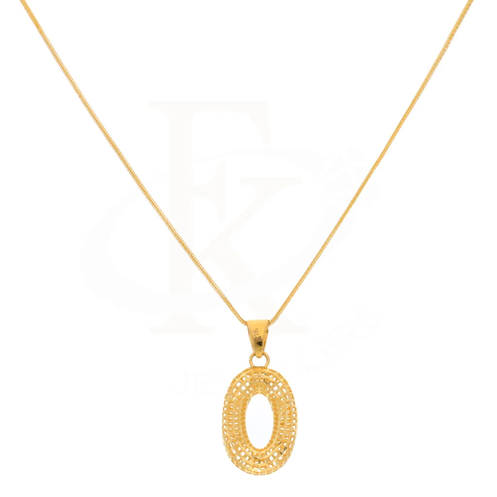 Gold Necklace (Chain With Oval Shaped Pendant) 21Kt - Fkjnkl21Km8418 Necklaces