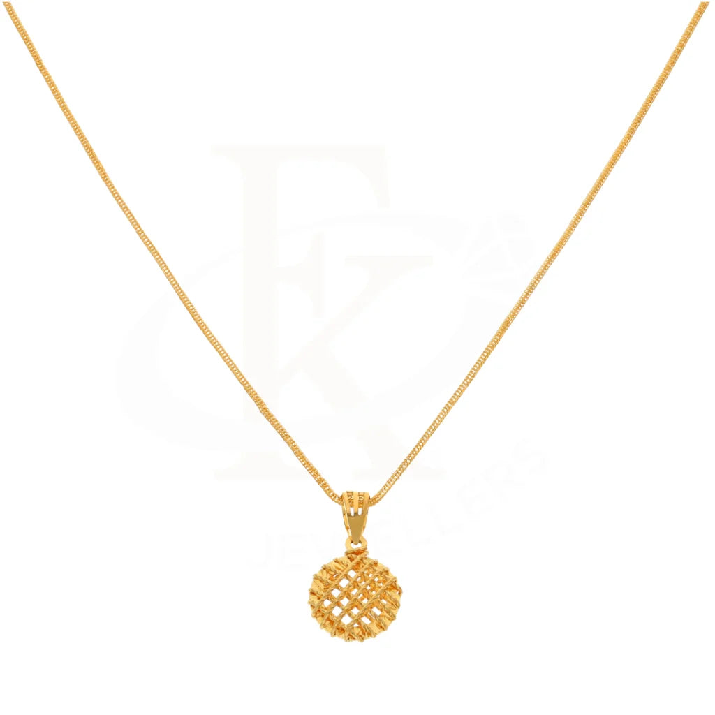 Gold Necklace (Chain With Round Pendant) 21Kt - Fkjnkl21Km8427 Necklaces