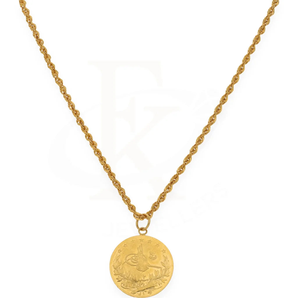 Gold Necklace (Chain With Round Shaped Pendant) 21Kt- Fkjnkl21K7699 Necklaces