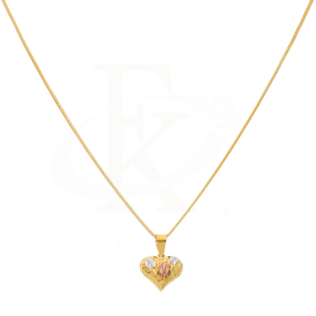 Gold Necklace (Chain With Stud Heart Shaped Pendant) 21Kt - Fkjnkl21Km8539 Necklaces