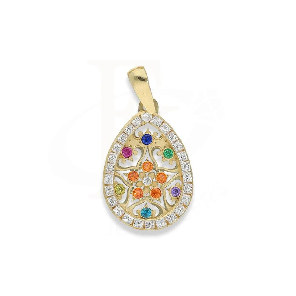 Gold Pear Shaped Flowers Pendant 18Kt - Fkjpnd1984 Type 3 Pendants