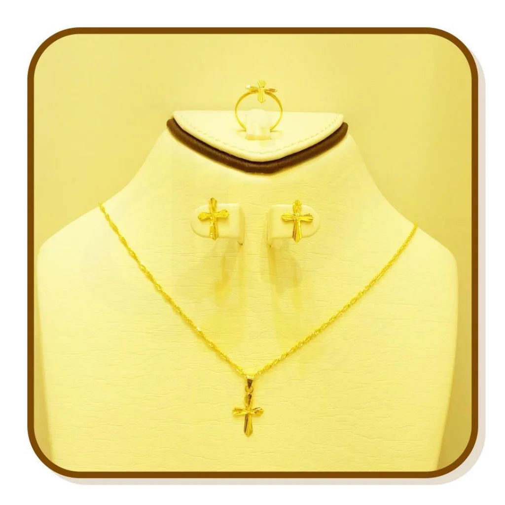 Gold Pendant Set (Necklace Earrings And Ring) 18Kt - Fkjnklst1678 Sets