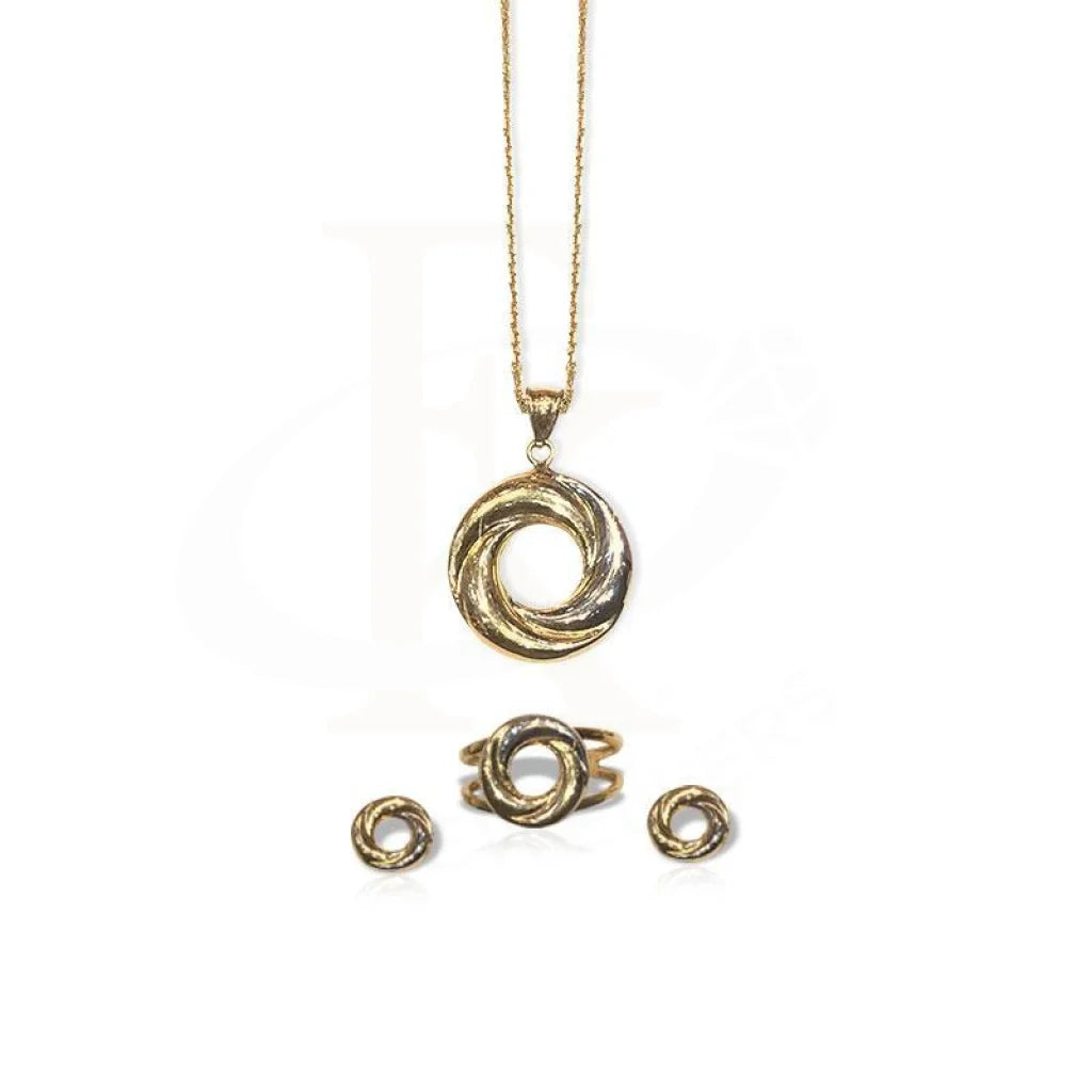 Gold Pendant Set (Necklace Earrings And Ring) 18Kt - Fkjnklst1721 Sets