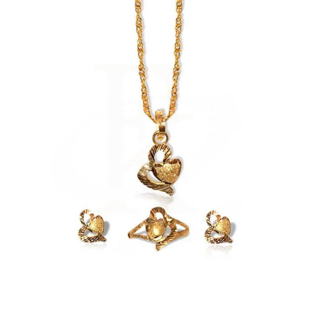Gold Pendant Set (Necklace Earrings And Ring) 18Kt - Fkjnklst1722 Sets