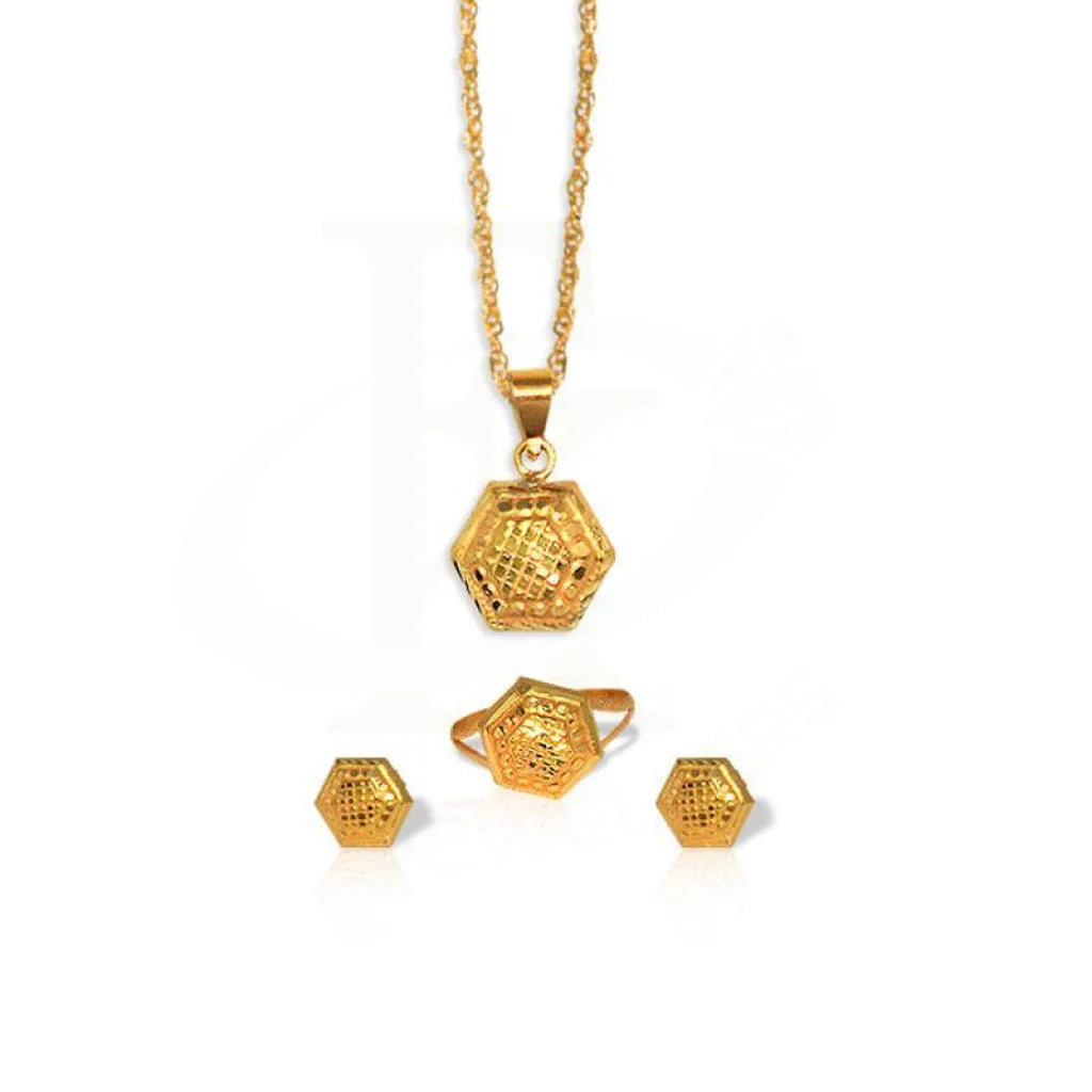 Gold Pendant Set (Necklace Earrings And Ring) 18Kt - Fkjnklst1725 Sets