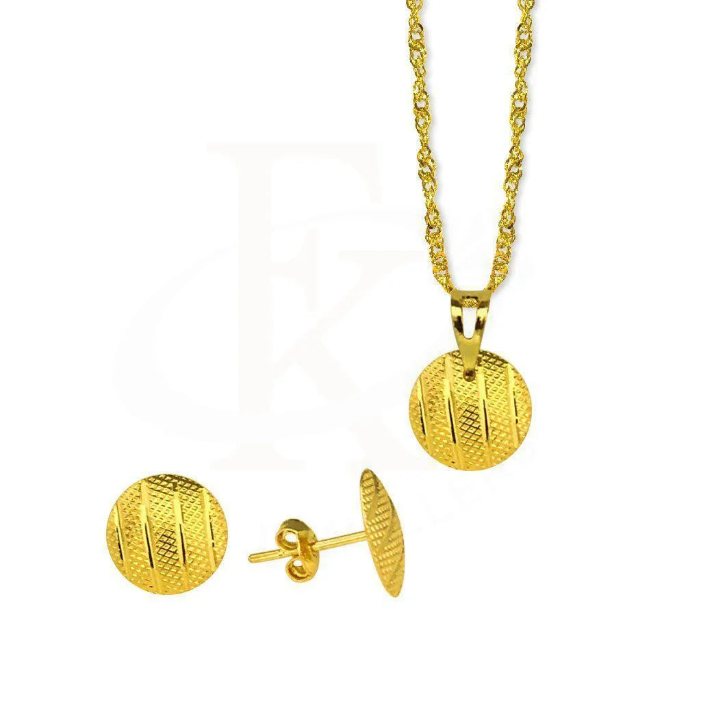 Gold Round Pendant Set (Necklace And Earrings) 18Kt - Fkjnklst1896 Sets