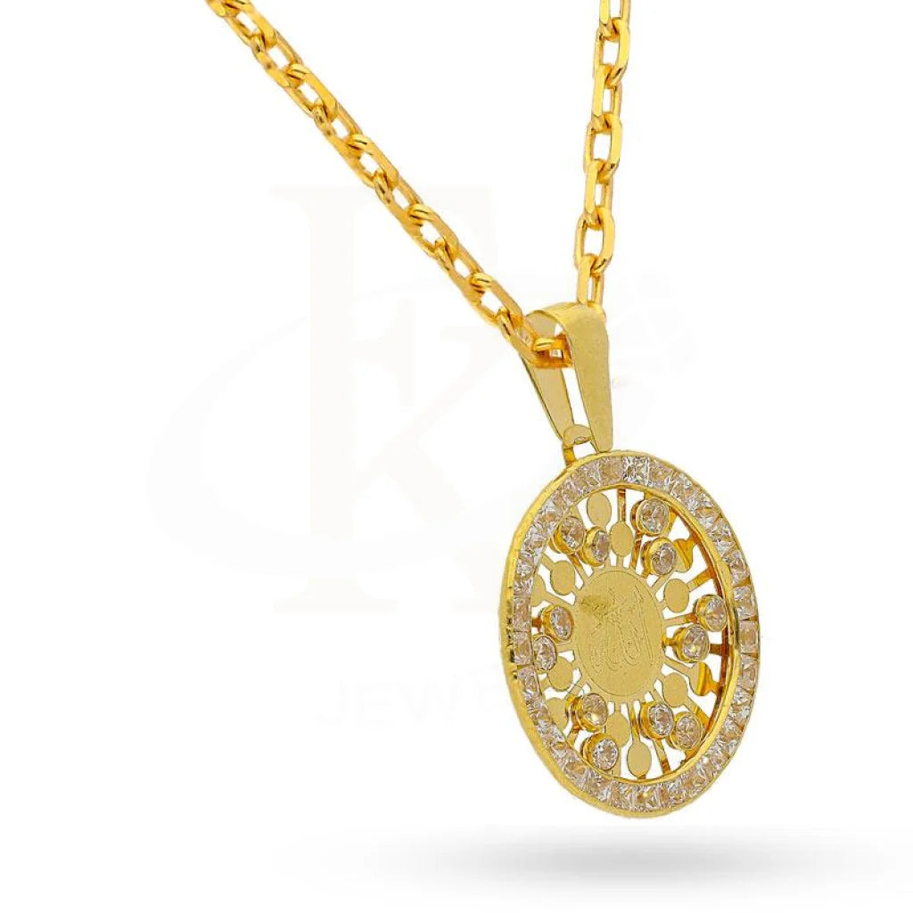 Gold Round Shaped Allah Necklace 18Kt - Fkjnkl1990 Necklaces