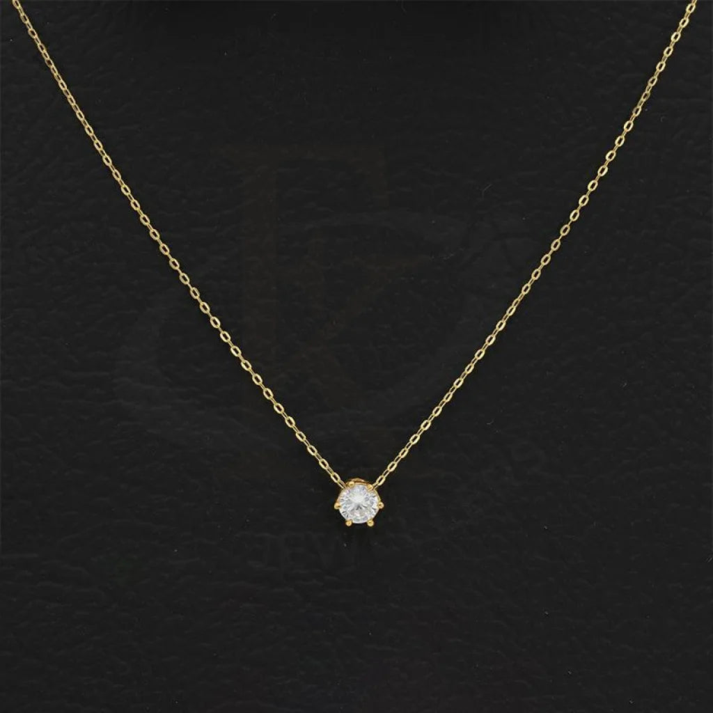 Gold Round Shaped Solitaire Necklace 21Kt - Fkjnkl21K2390 Necklaces