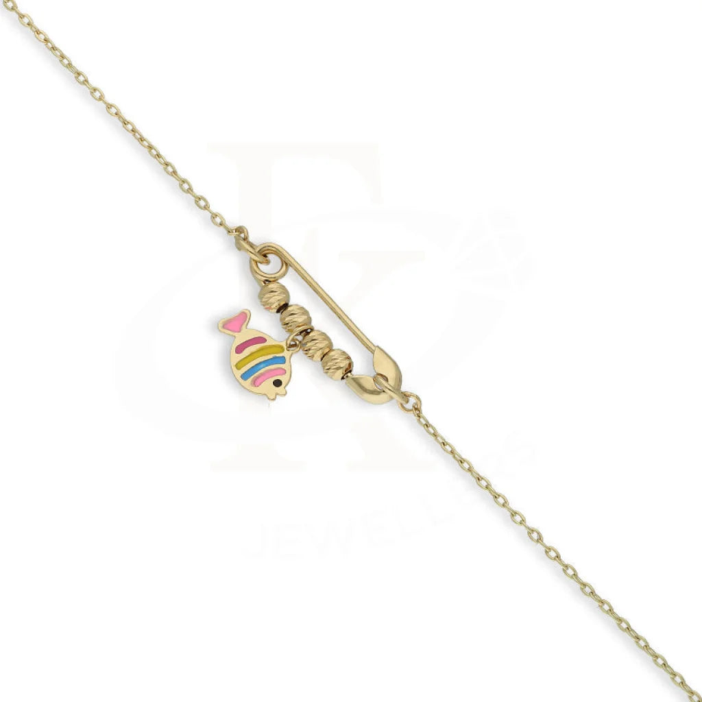 Gold Safety Pin With Fish Baby Bracelet 18Kt - Fkjbrl18K5335 Bracelets