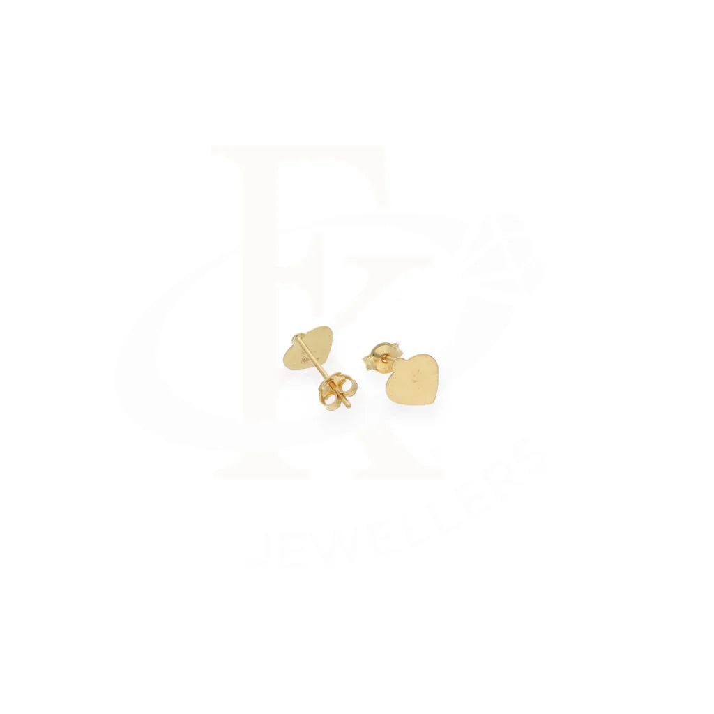 Gold Spade Heart Shaped Stud Earrings 18Kt - Fkjern18K7838