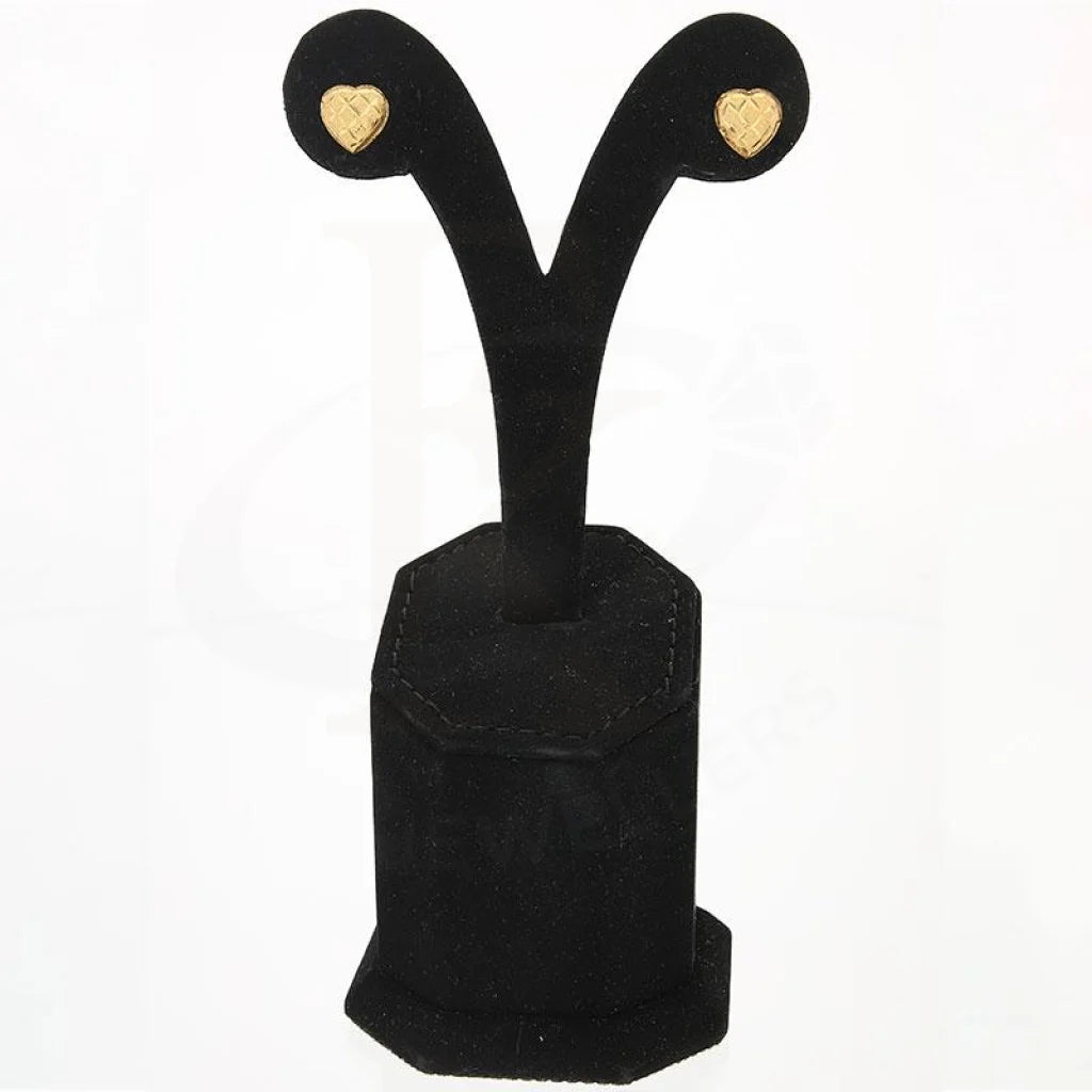 Gold Stud Heart Earrings 18Kt - Fkjern1382