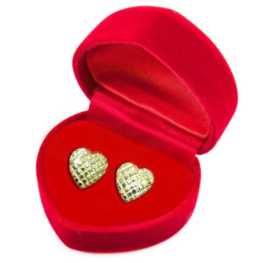 Gold Stud Heart Earrings 18Kt - Fkjern1415
