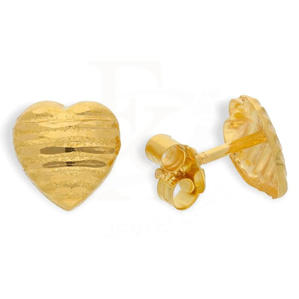 Gold Stud Heart Earrings 18Kt - Fkjern1455