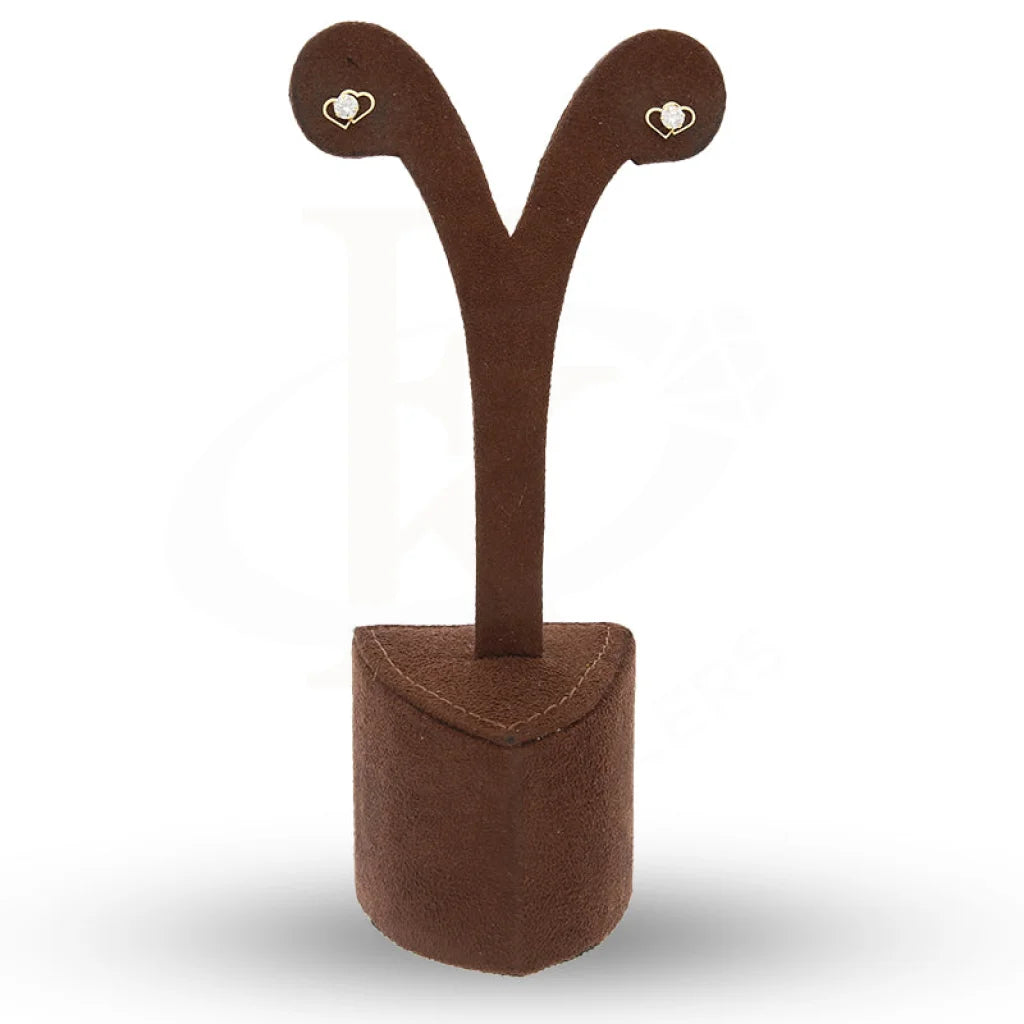 Gold Twin Hearts Solitaire Stud Earrings 18Kt - Fkjern18K5572