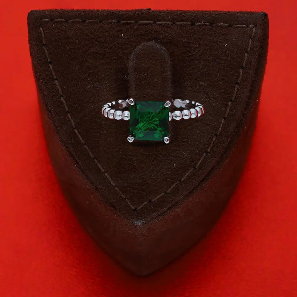 Italian Silver 925 Green Solitaire Ring - Fkjrnsl3495 Rings