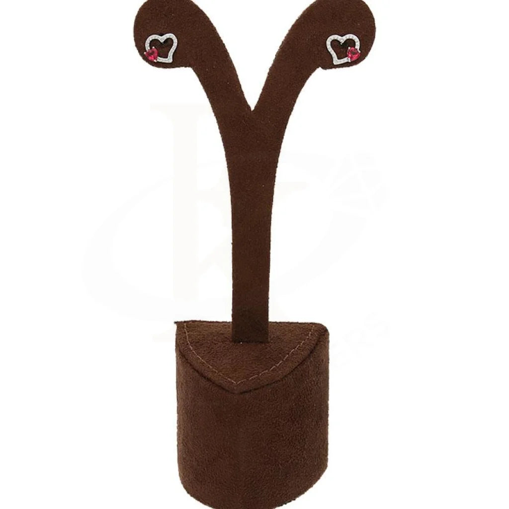 Italian Silver 925 Heart With Solitaire Stud Earrings - Fkjernsl2510