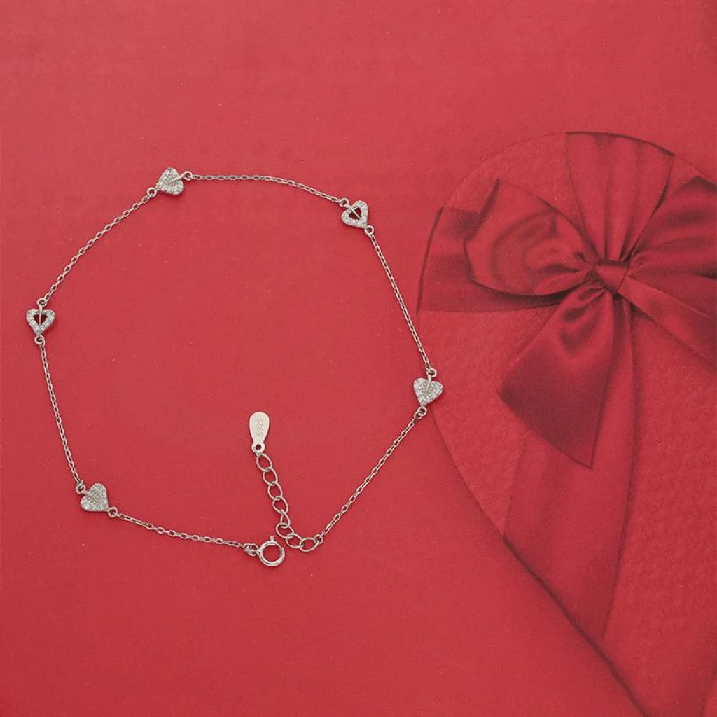 Italian Silver 925 Hearts Anklet - Fkjanklsl1988 Anklets