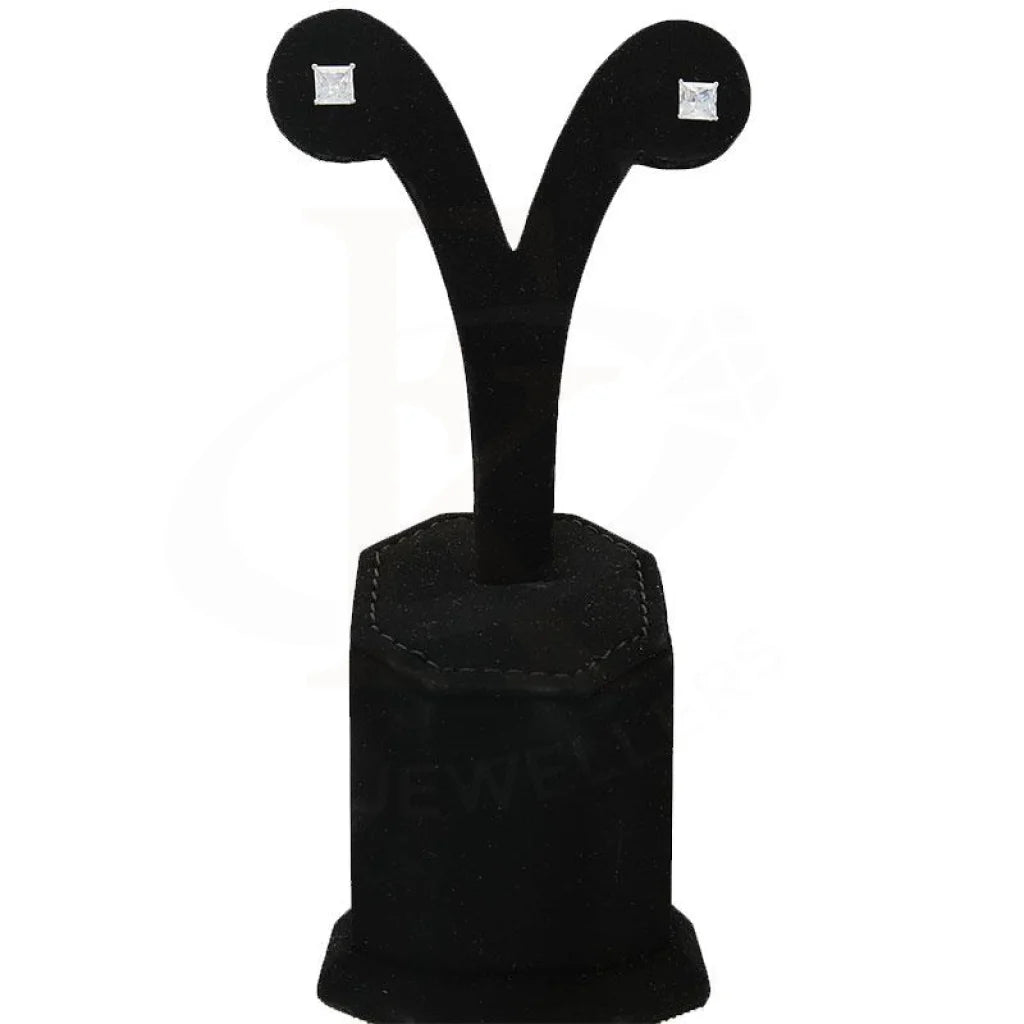 Italian Silver 925 Princess Cut White Solitaire Stud Earrings - Fkjernsl1800