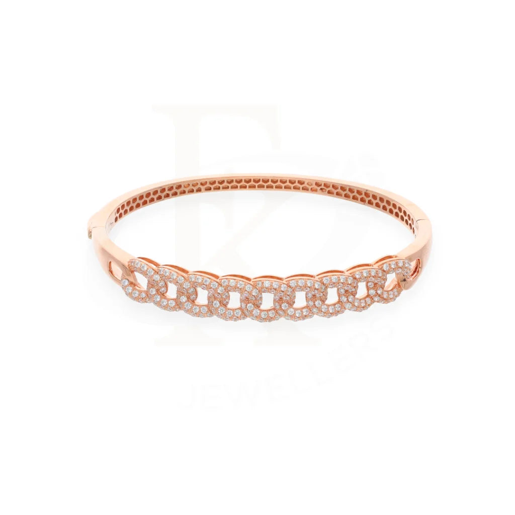 Sterling Silver 925 Rose Gold Zircon Criss Cross Bangle - Fkjbngsl7936 Bangles