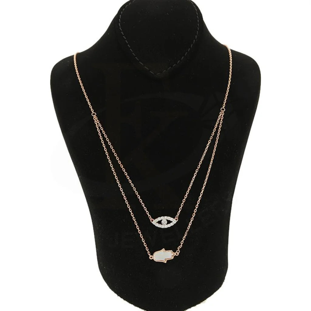 Italian Silver 925 Rose Gold Plated Hamsa Hand With Evil Eye Necklace - Fkjnkl1889 Necklaces