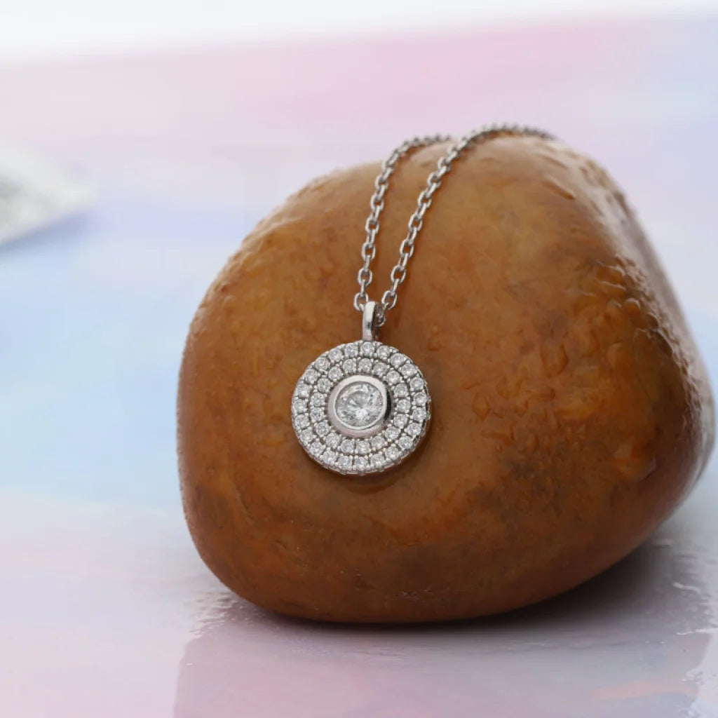 Sterling Silver 925 Round Solitaire Necklace - Fkjnklsl2625 Necklaces