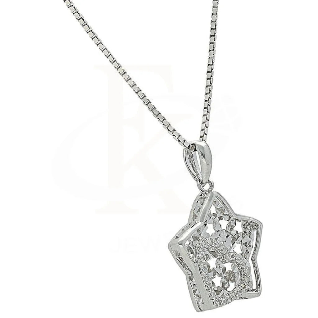 Italian Silver 925 Star With Heart Necklace - Fkjnkl1974 Necklaces