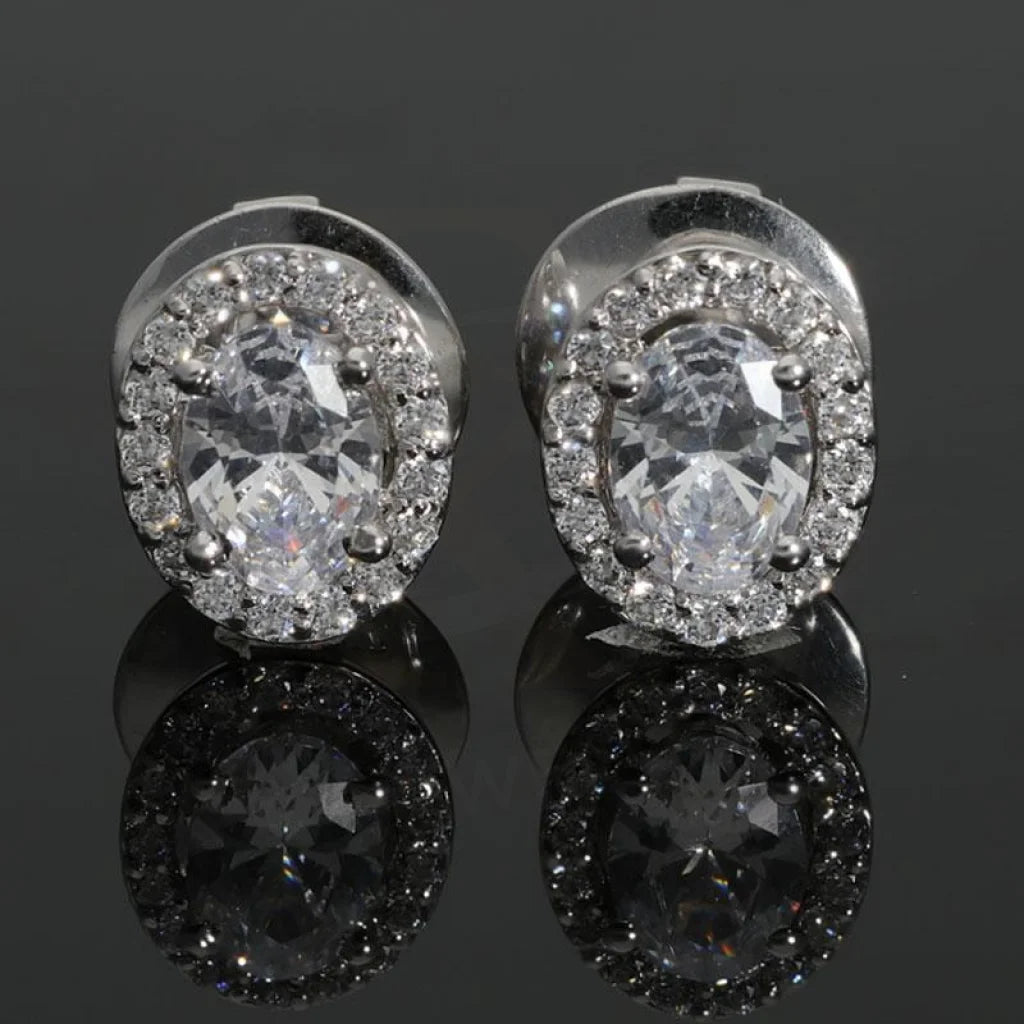 Swarovski Zirconia Oval Cut Solitaire Stud Earrings In 925 Silver - Fkjern1762