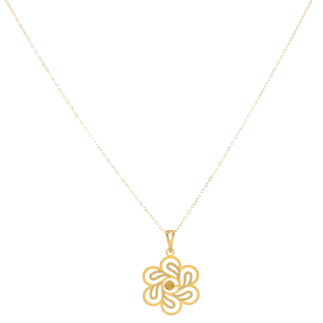 Gold Necklace (Chain With Hollow Flower Shaped Pendant) 21KT - FKJNKL21KM9830