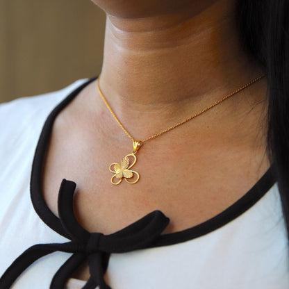 Gold Necklace (Chain With Butterfly Shaped Pendant) 21KT - FKJNKL21KM9932