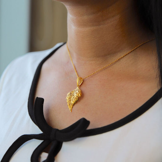 Gold Necklace (Chain With Leaf Shaped Pendant) 21KT - FKJNKL21KM9934