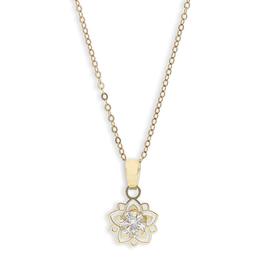 Gold Necklace (Chain with Flower Shaped Pendant) 18KT - FKJNKL18K8834