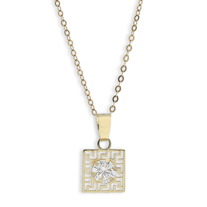 Gold Necklace (Chain with Square Solitaire Pendant) 18KT - FKJNKL18K8842