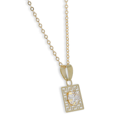 Gold Necklace (Chain with Square Solitaire Pendant) 18KT - FKJNKL18K8842