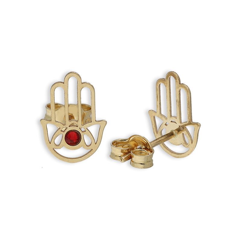 Gold Hamsa Hand Shaped Earrings 18KT - FKJERN18K8837