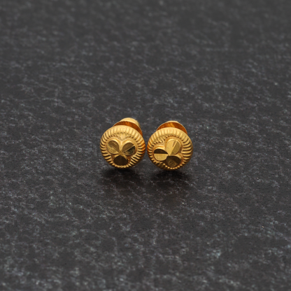 Gold Traditional Round Stud Earrings 22KT - FKJERN22K9073