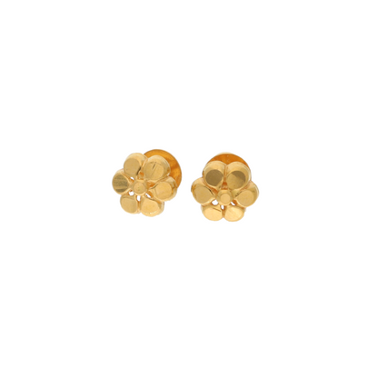 Gold Traditional Stud Flower Earrings 22KT - FKJERN22K9075