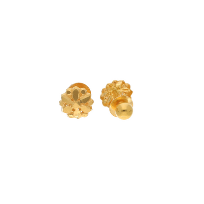 Gold Traditional Stud Flower Earrings 22KT - FKJERN22K9079