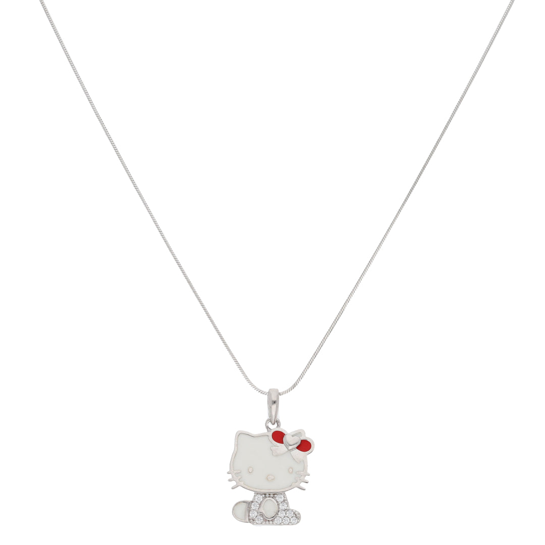 Sterling Silver 925 Hello Kitty Shaped Necklace - FKJNKLSL9460