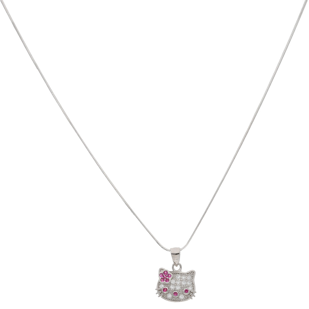 Sterling Silver 925 Hello Kitty Pendant Set (Necklace, Earrings and Ring) - FKJNKLSTSL9458