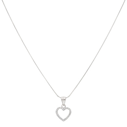 Sterling Silver 925 Heart Shaped Pendant Set (Necklace & Earrings) - FKJNKLSTSL9459