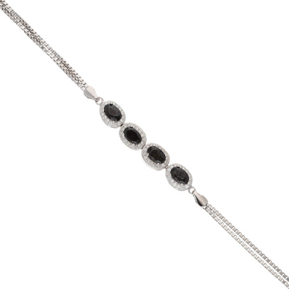 Sterling Silver 925 Classy Black Zirconia Bracelet - FKJBRLSL9488