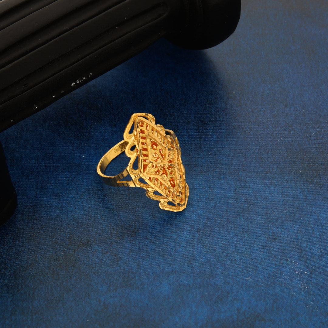 Gold Filigree Design Ring 21KT - FKJRN21K8846